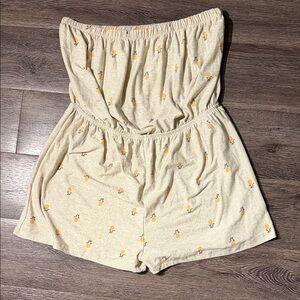 Strapless Pineapple Print Romper